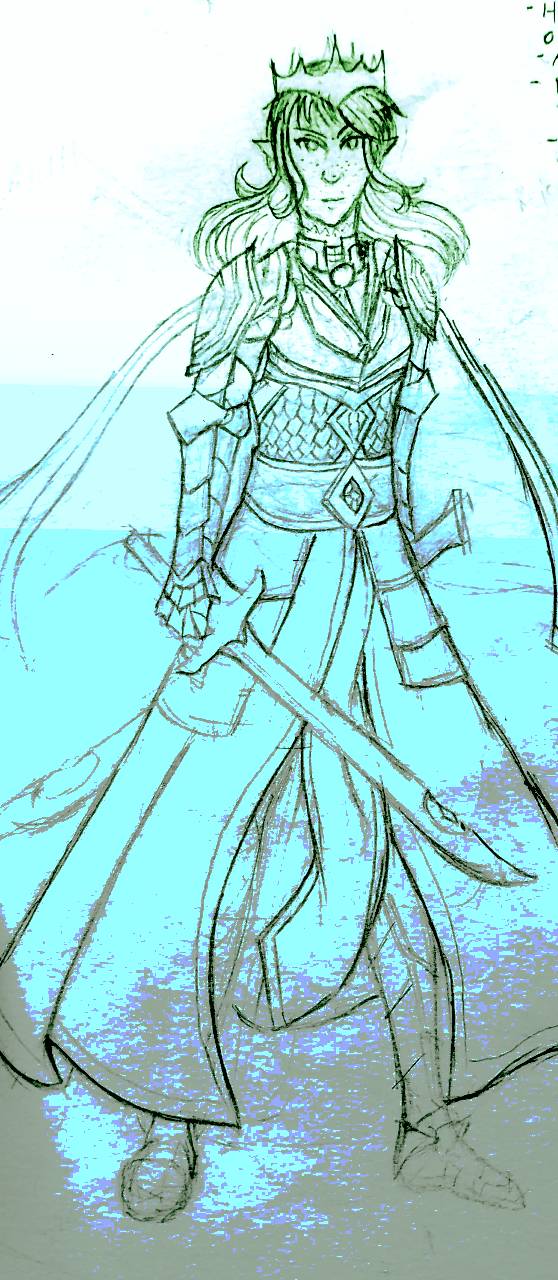 Woman in armor holding two swords